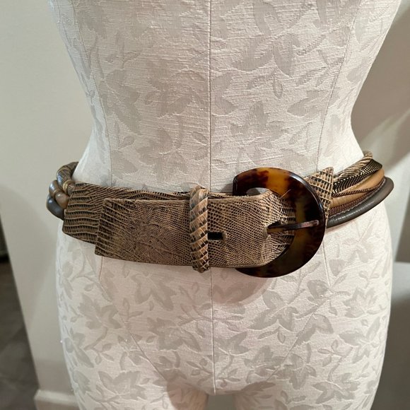 Vintage M Suzi Roher Beige and Tan Leather Belt
